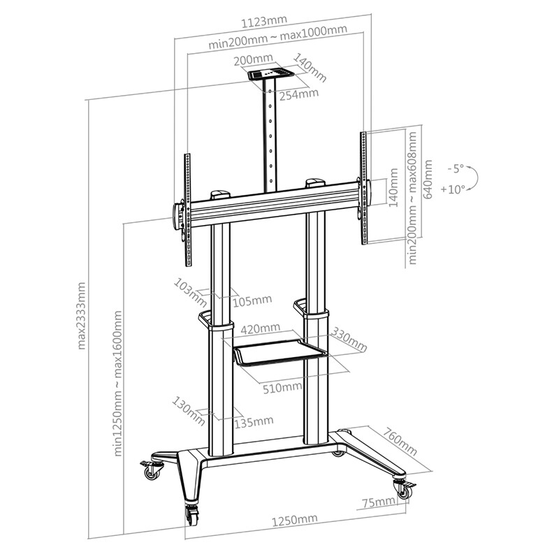 Hagor-BrackIT-Stand-HD-XXL-mobiles-Standsystem-fur-Displays-62-120-max-VESA-1000-x-600-mm
