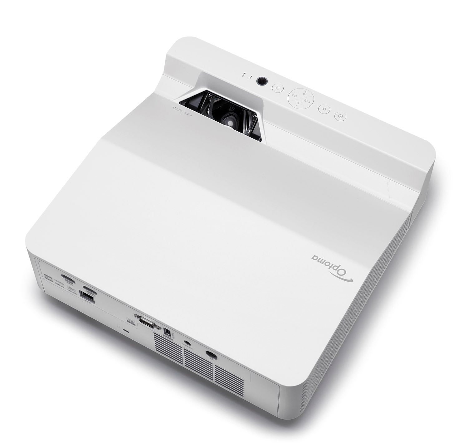 Optoma-ZW410UST-4K-Ultrakurzdistanz-Beamer-mit-4000-Lumen-und-kompaktem-Design-fur-Prasentationen-auf-kleinstem-Raum-Demoware-Platin