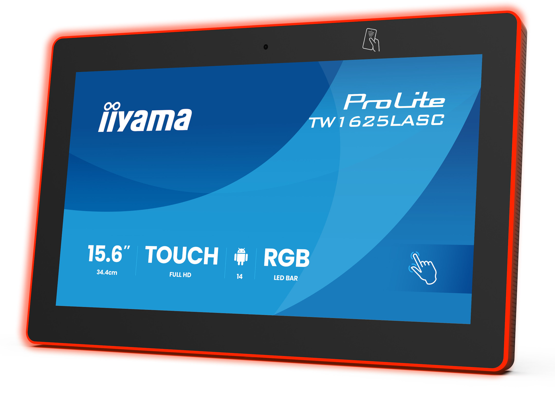 iiyama-TW1625LASC-B3PNR-ProLite-16-PCAP-touchmonitor-met-Android-besturingssysteem-NFC-RFID-lezer-en-een-RGB-ledstrip-rondom-het-scherm