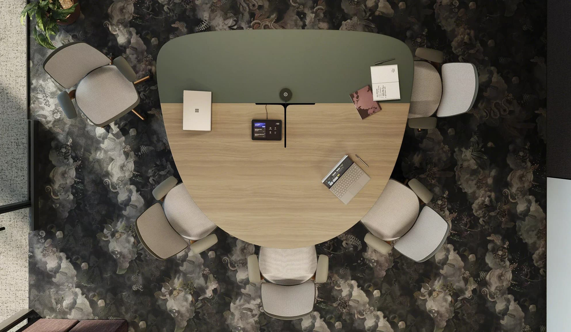 Steelcase-OcularTM-COUPE5-Konferenztisch-fur-kleine-Meetingraume-mit-5-Personen-ideal-fur-Videokonferenzen