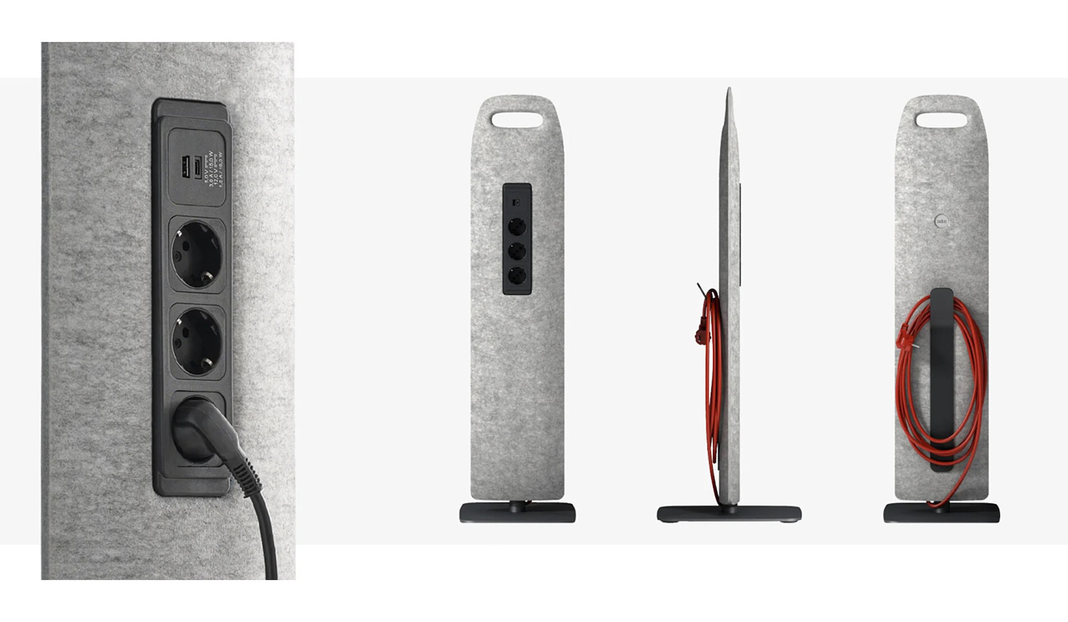 Sedus-mobile-power-supply-Stromanschluss-Station-5m-Kabel-Filz-fur-flexible-Buros