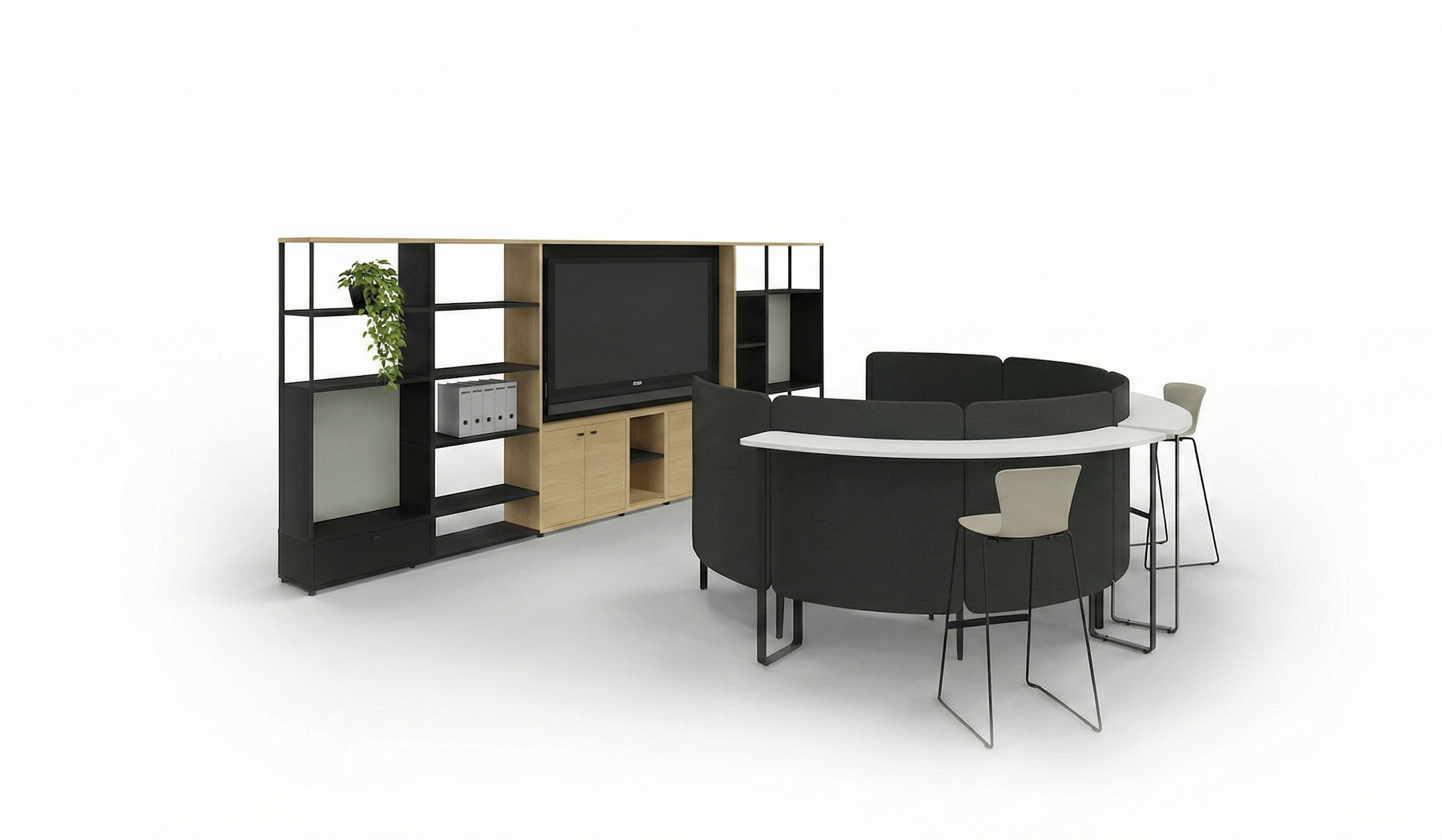 Sedus-se-matrix-Monitormodul-strukturierende-Medienwand-fur-hybride-Meetings