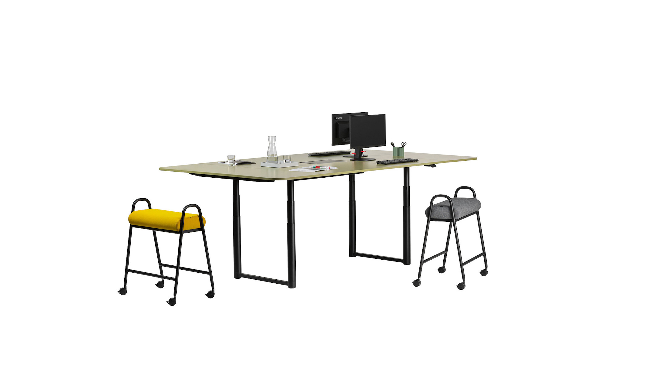 Bene-U-TURN-Sitzgelegenheit-auf-Rollen-oder-Gleitern-optional-mit-schwenkbarem-Aufsatztisch