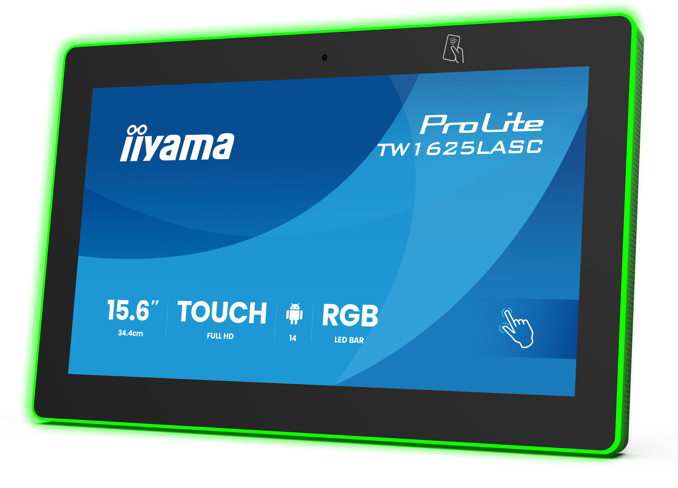 iiyama-TW1625LASC-B3PNR-ProLite-16-PCAP-touchmonitor-met-Android-besturingssysteem-NFC-RFID-lezer-en-een-RGB-ledstrip-rondom-het-scherm