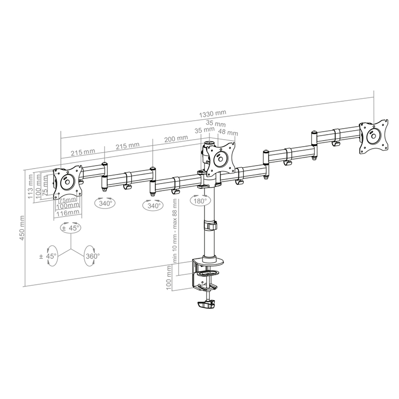 Hagor-HA-Tablemount-KB-Triple-Monitorhouder-voor-op-het-bureau-voor-drie-schermen-van-15-27-inch-in-hoogte-verstelbaar
