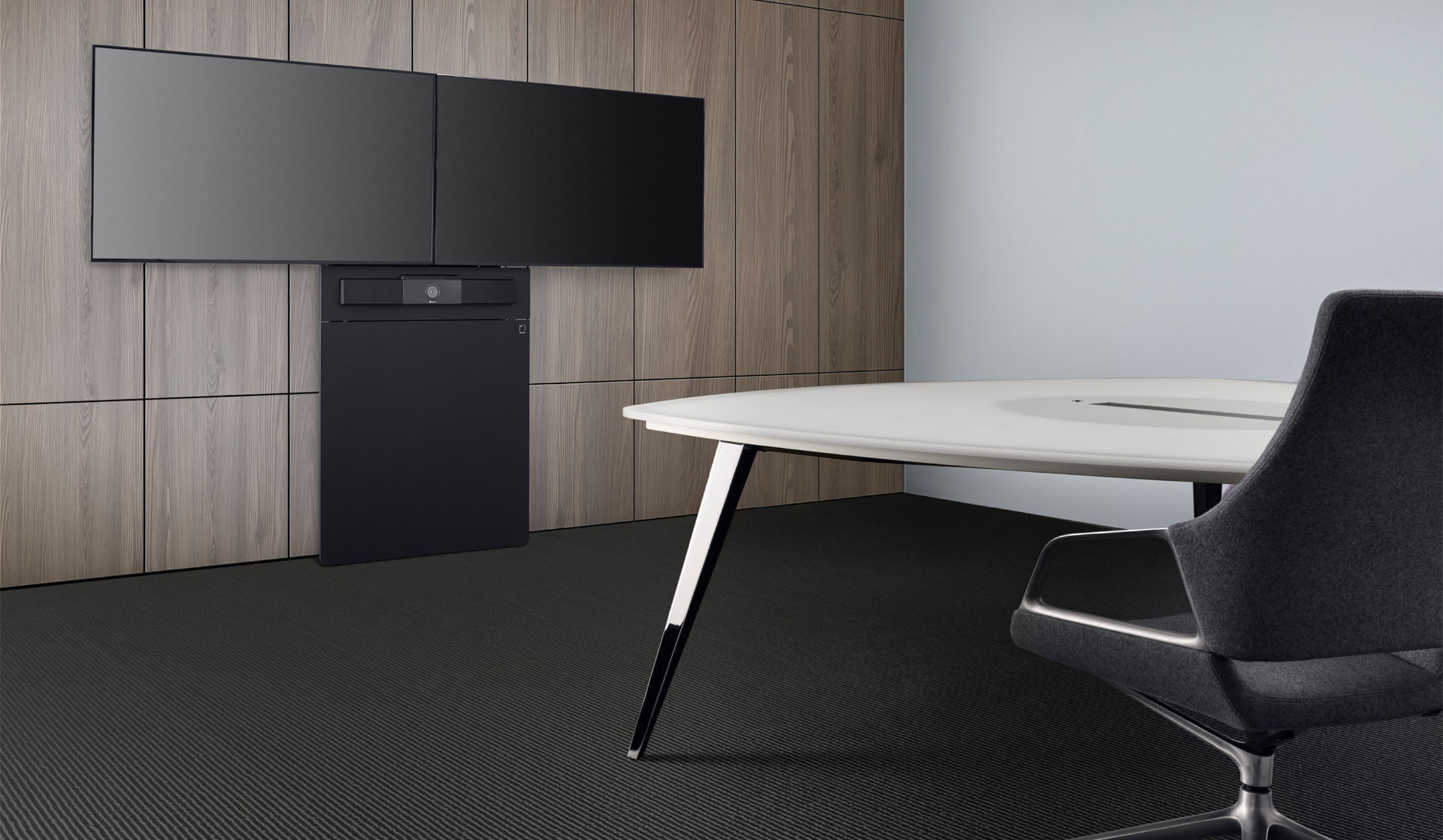 Holzmedia-UC-Displaystele-W6-fur-die-elegante-Integration-von-Konferenzraumtechnik