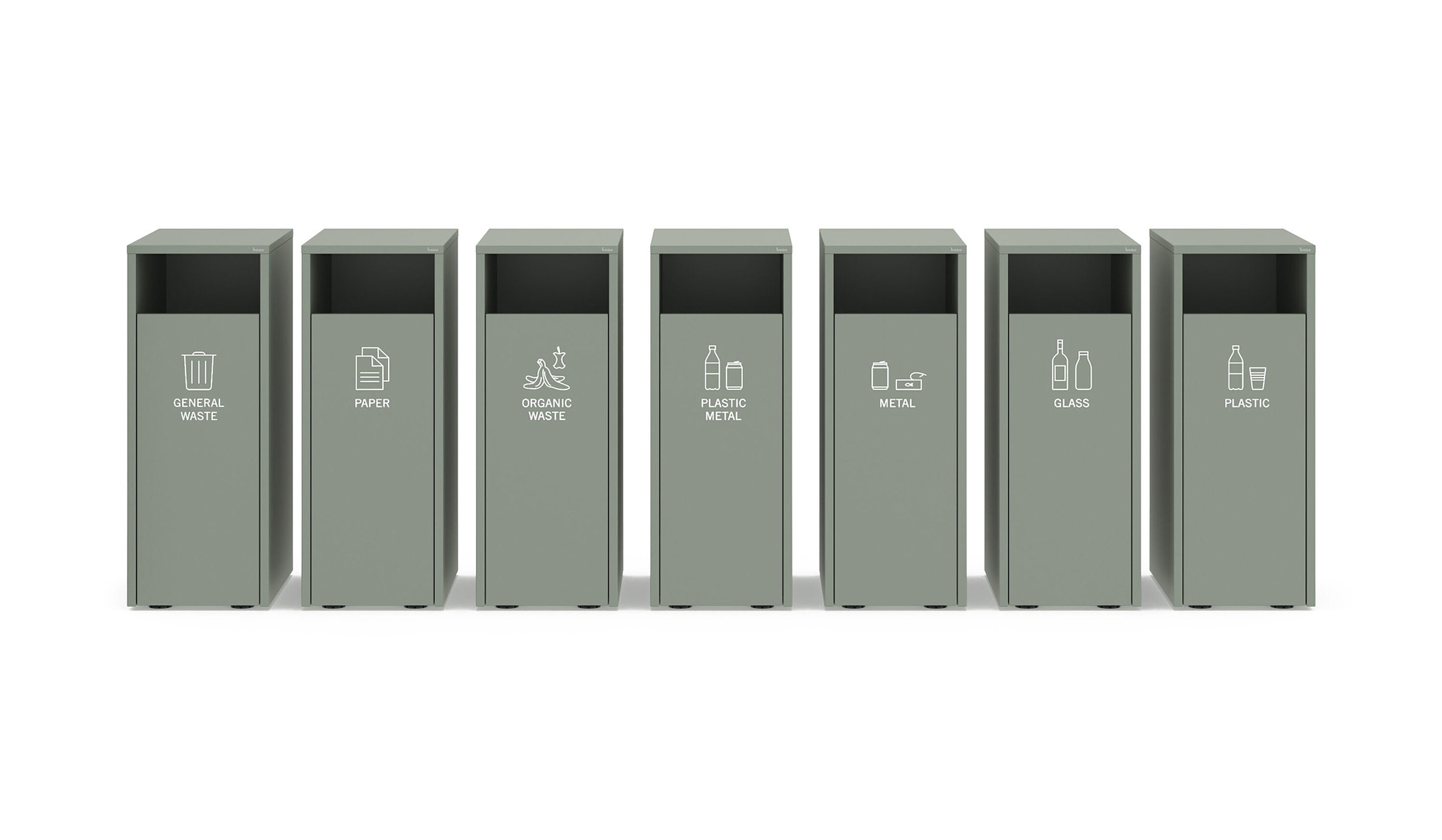 Bene-Recycling-Station-mit-bis-zu-drei-Abfallbehaltern-und-optionaler-Beschriftung