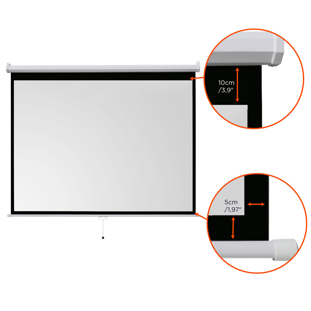 celexon-basic-projectiescherm-100-200x150-cm-4-3-uittrekbaar-Full-HD-4K-projectiescherm-voor-thuisbioscoop-of-kantoorpresentaties-projectiescherm-geschikt-voor-plafondmontage-of-wandmontage