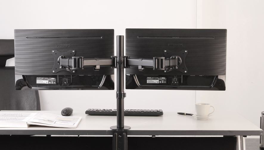 NewStar-NM-D135DBLACK-Flatscreen-tafelbeugel-voor-twee-flatscreens-tot-27-69-cm