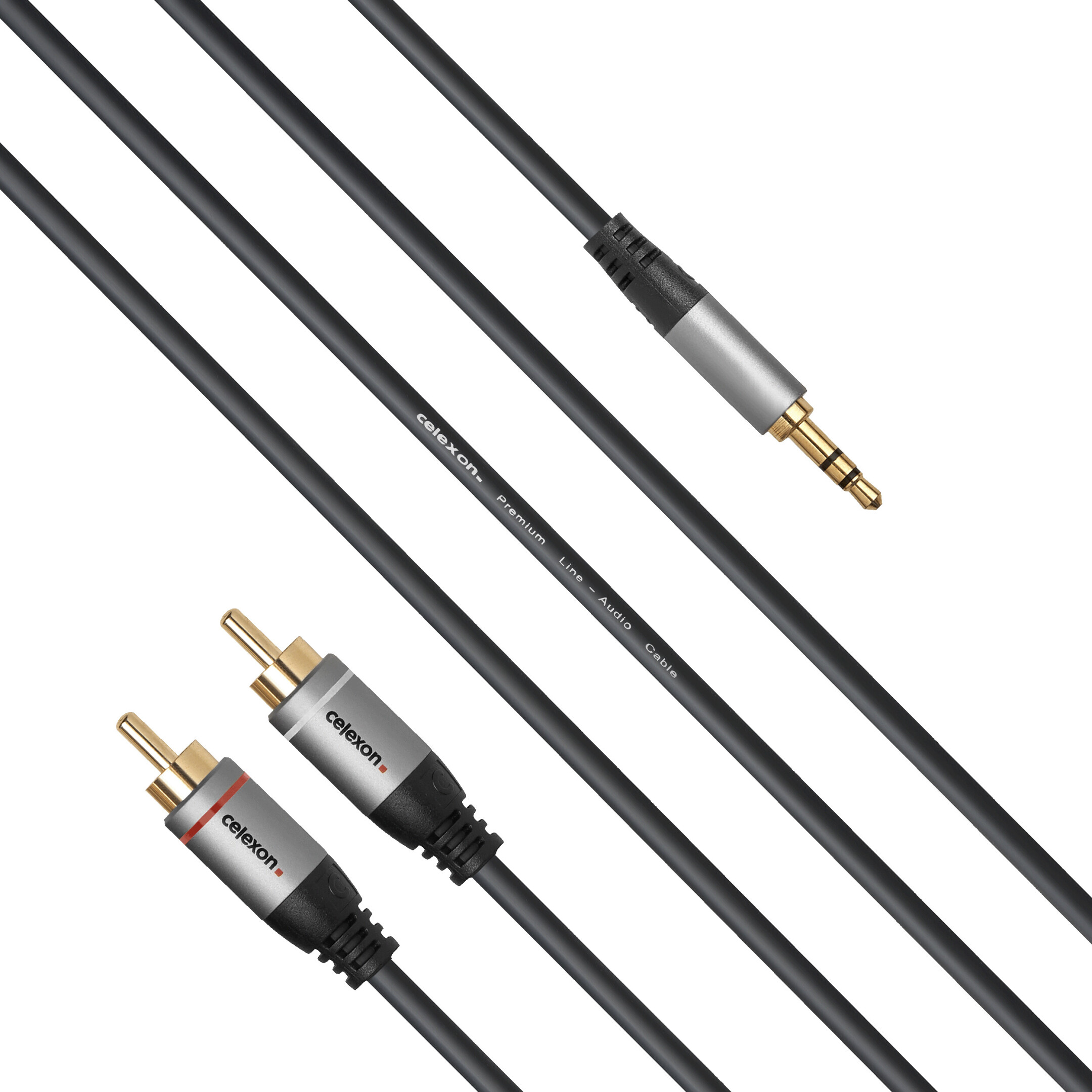 celexon-2x-Cinch-auf-3-5mm-Stereo-Klinke-Audiokabel-5-0m-Professional-Line