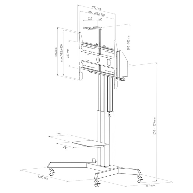 Hagor-HP-Lift-Mobiel-mobiel-gemotoriseerd-hoogteverstelbaar-liftsysteem-55-100-max-VESA-900x600-max-belasting-135-kg