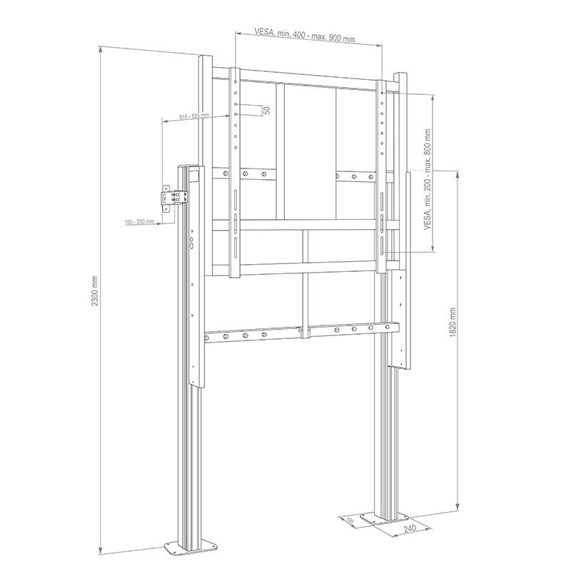 Hagor-CPS-Floor-to-Wall-Moto-86-110-Vloer-muurbevestigingssysteem-met-elektrische-hoogteverstelling-voor-displays-van-86-110