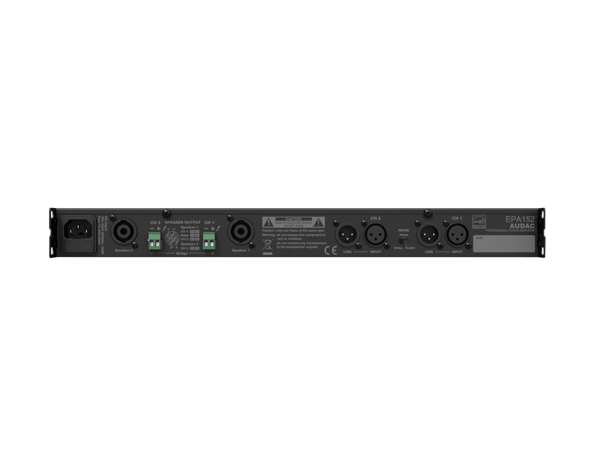 Audac-EPA152-Class-D-Verstarker-2x150W-4Ohm-bruckbar-Energy-Star-lufterlos-19-1HE-Demoware