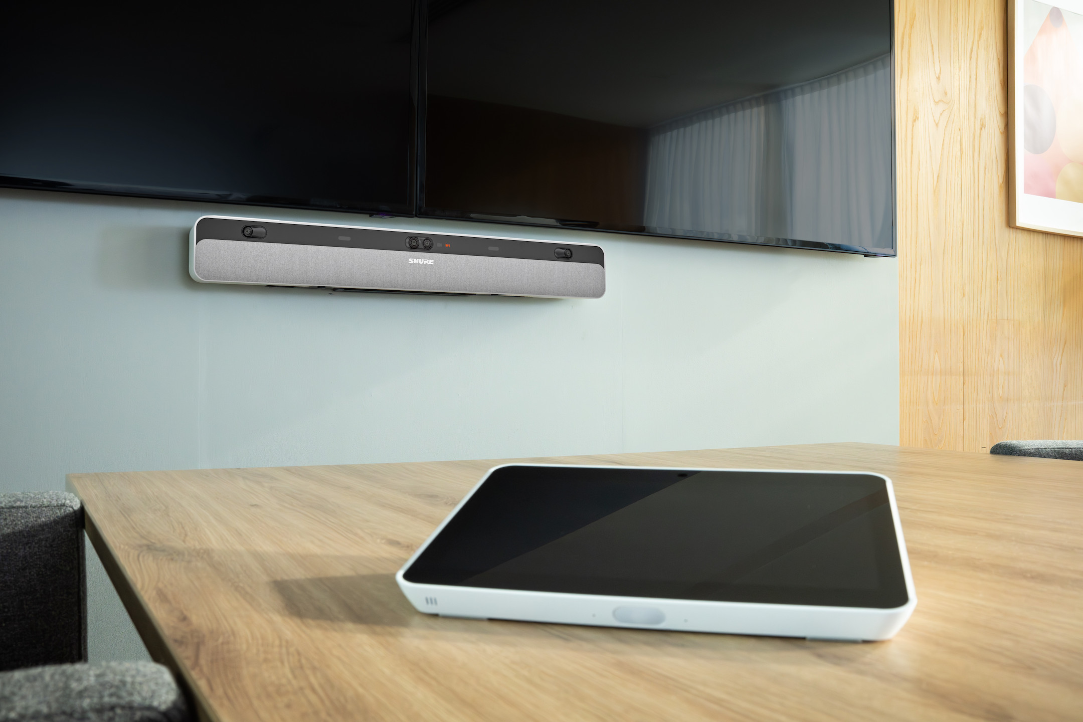 SHURE-IntelliMix-Bar-Pro-Kit-All-in-One-Videobar-mit-Touchpanel-fur-grosse-Raume-in-weiss