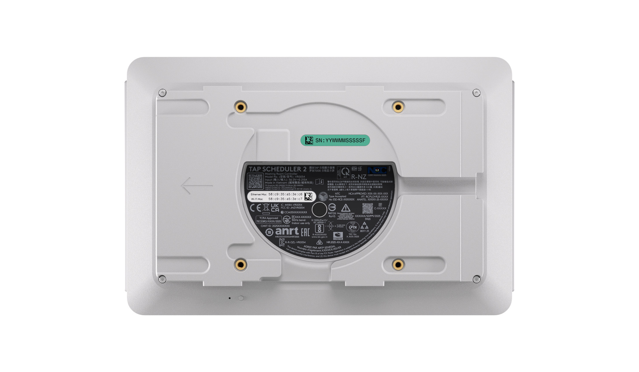 Logitech-De-Scheduler-2-met-een-10-1-inch-touchscreen-en-heldere-LED-statuslampjes-voor-moderne-vergaderruimtes-in-het-wit