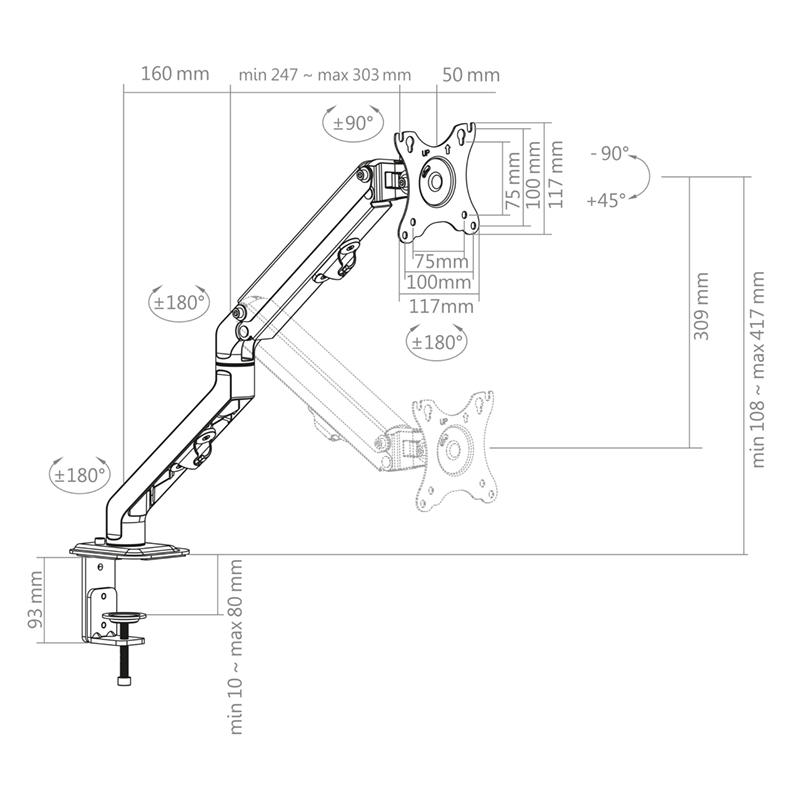 Hagor-Easy-Flex-Single-Volledig-verstelbare-monitorbeugel-voor-een-scherm-van-17-27-inch