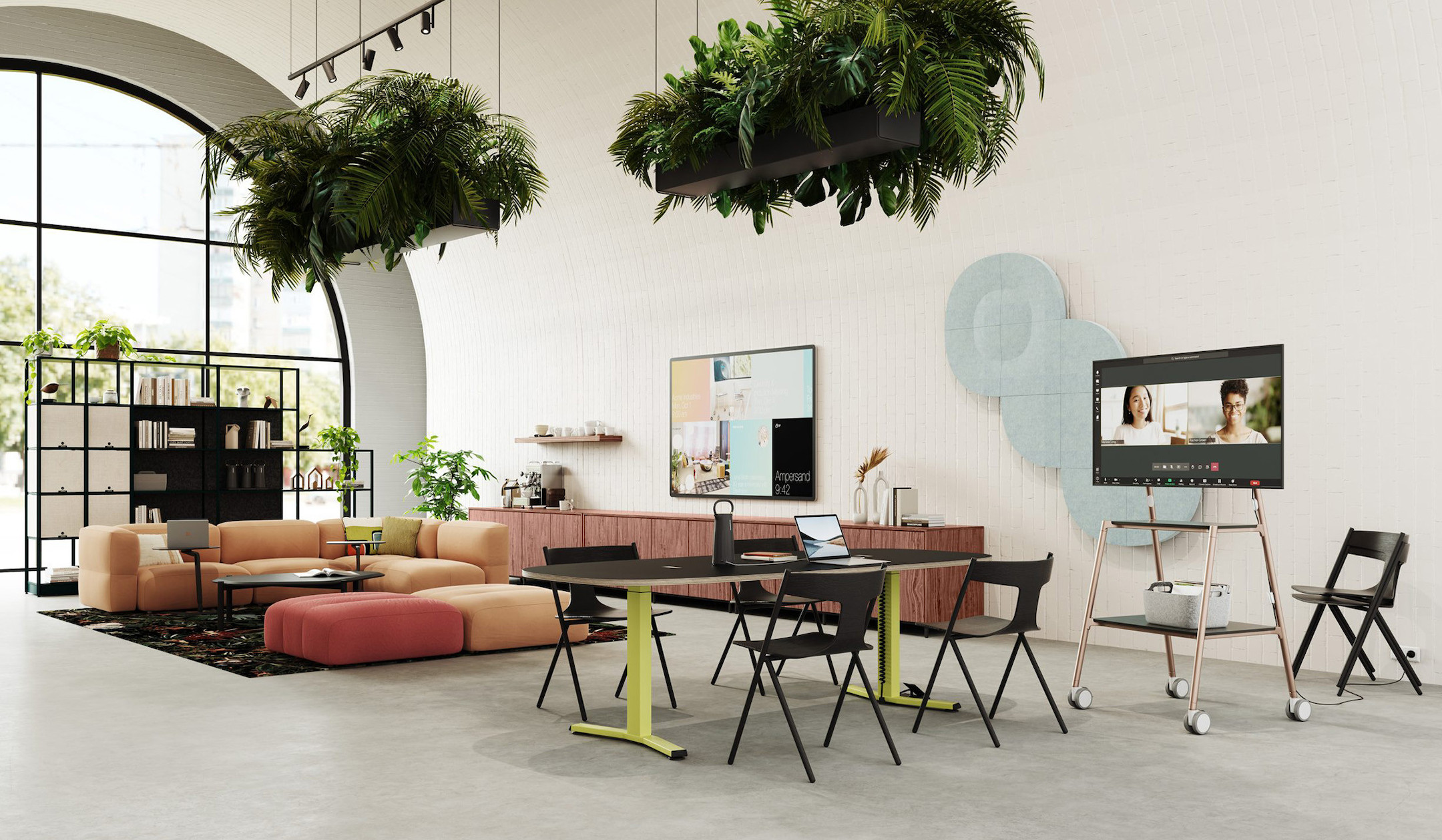 Steelcase-Flex-Media-Wagen-mit-Rollen-und-Kabelmanagement-fur-Displays-bis-65-Zoll-in-Meetingraumen