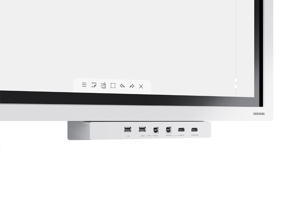 Samsung-Flip-2-WM65R-Digitale-Flipchart-Peerless-SR560-FLIP2-Rolwagen-CY-TF65BRCXEN-Tray-connectivity-tray