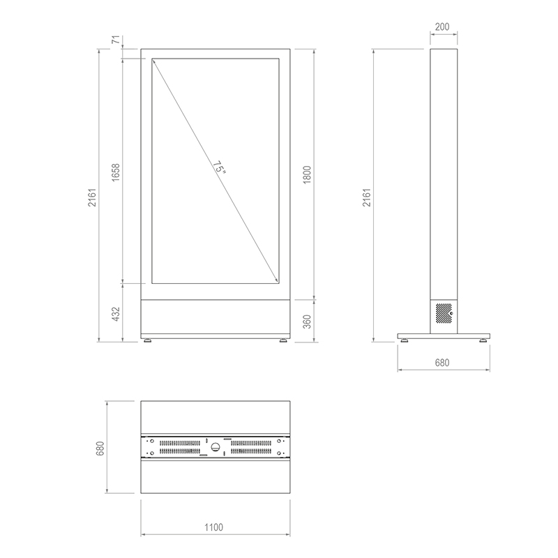 Hagor-HP-Kiosk-75-FS-Indoor-stele-voor-vrijstaande-installatie-enkele-bevestiging-staand-formaat-schermgrootte-75