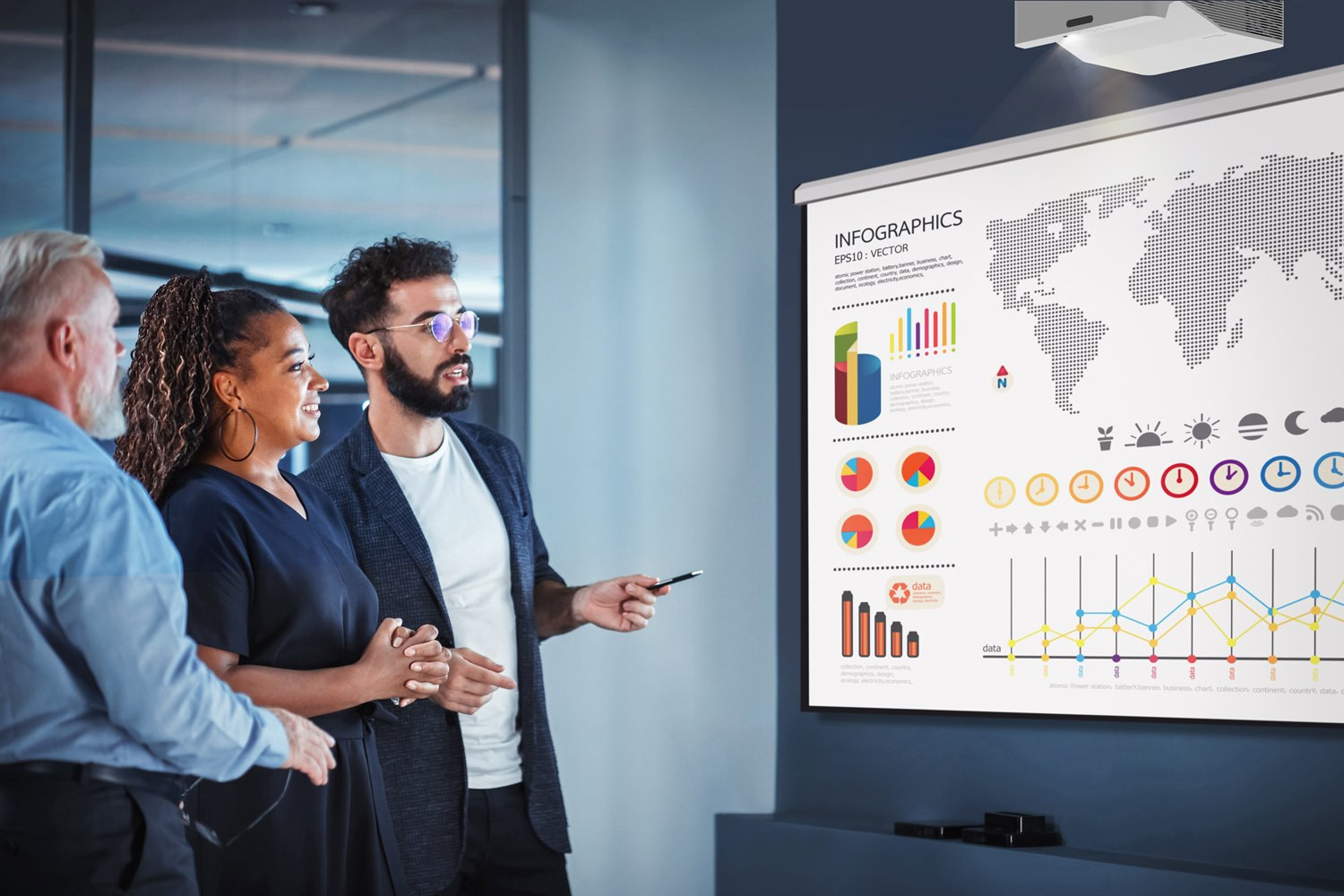 Optoma-ZW410UST-4K-Ultrakurzdistanz-Beamer-mit-4000-Lumen-und-kompaktem-Design-fur-Prasentationen-auf-kleinstem-Raum-Demoware-Platin