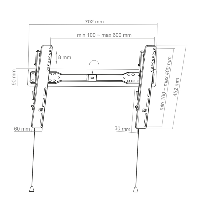 Hagor-BL-Superslim-Tilt-600-Ultradunne-wandbevestiging-voor-een-scherm-van-55-75-kantelbaar