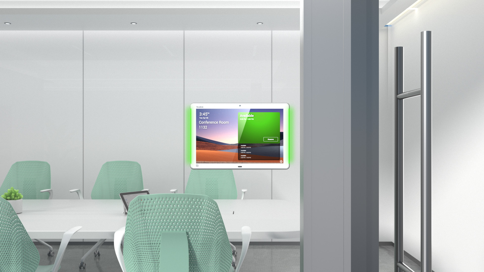 Yealink-RoomPanel-Plus-10-1-multifunctioneel-vol-RGB-scherm-voor-kamerreservering-achtergrond-LED-Android-wit-Demo