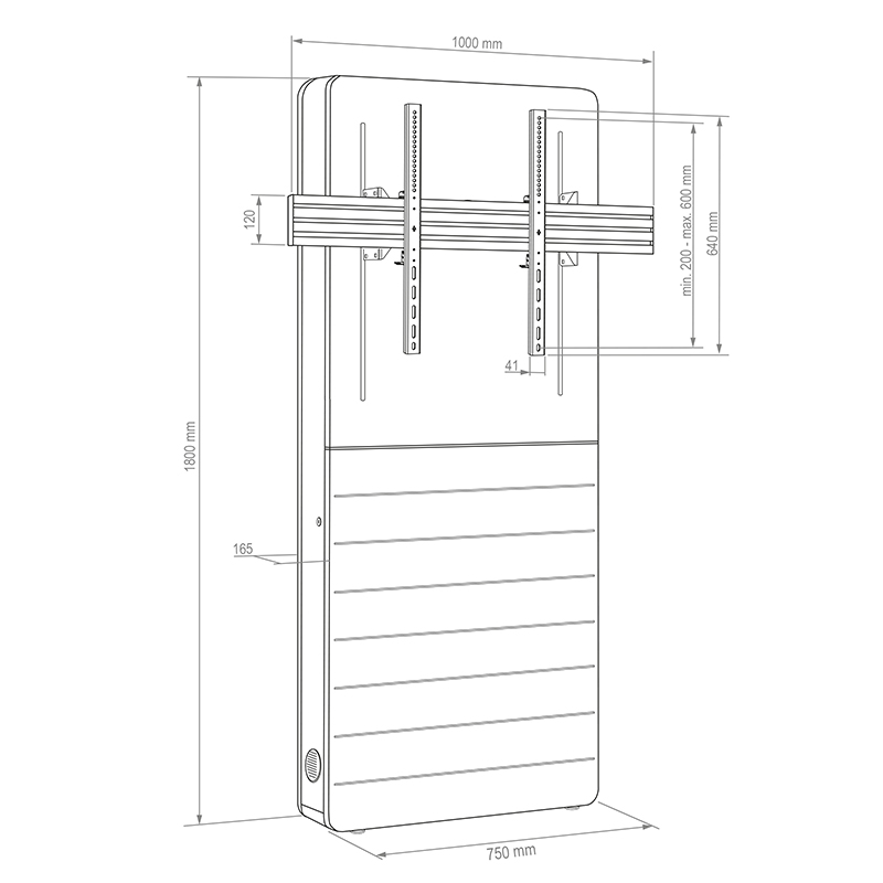 Hagor-CON-Line-R-W-Lift-Media-displaystandaard-van-vloer-tot-wand-met-hefmechanisme-voor-een-scherm-van-55-75-elektrisch-in-hoogte-verstelbaar